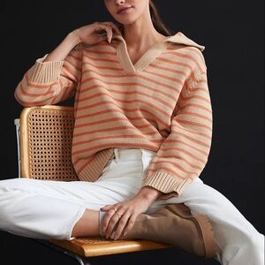DEMYLEE x ANTHROPOLOGIE Leigh Striped Polo Sweater